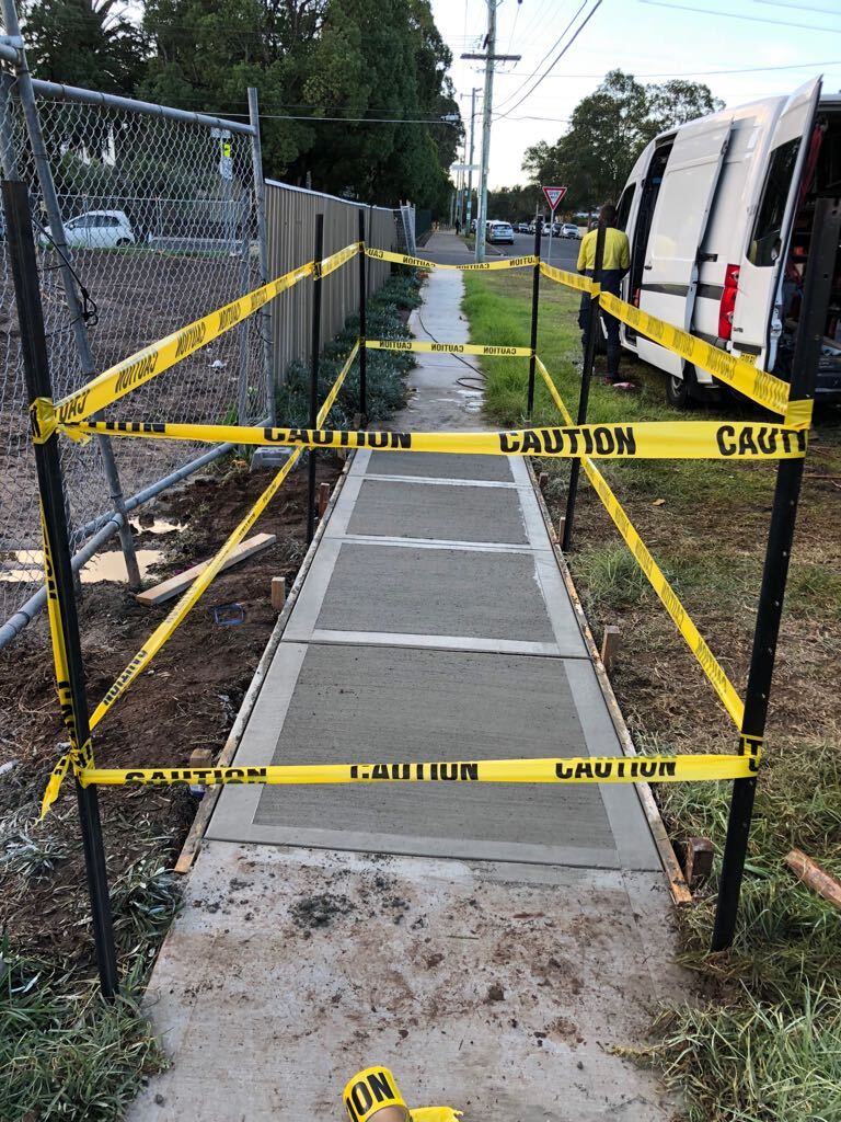Completed concrete footpath