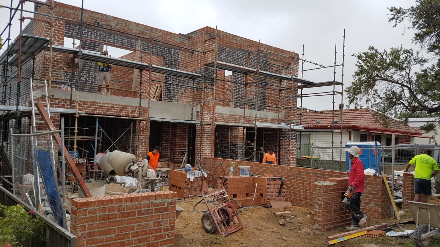 Brickwork construction progress