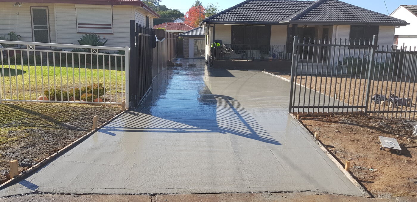 Completed concrete driveway