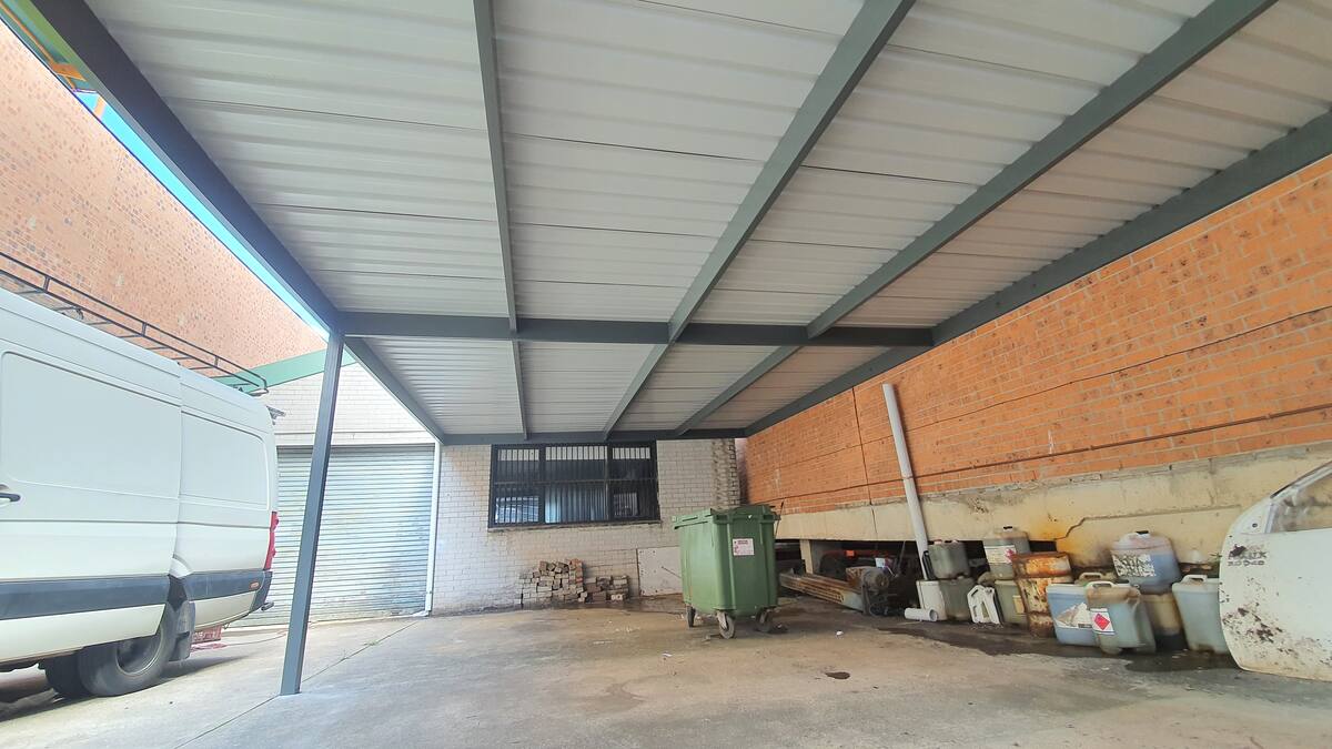 Commercial steel canopy interior