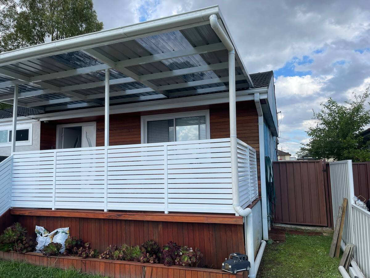 Residential verandah cover side view